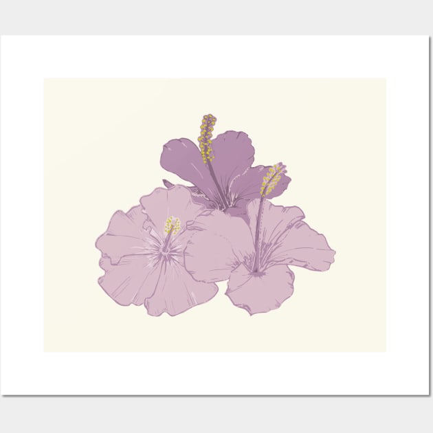 Purple hibiscus flowers Wall Art by marufemia